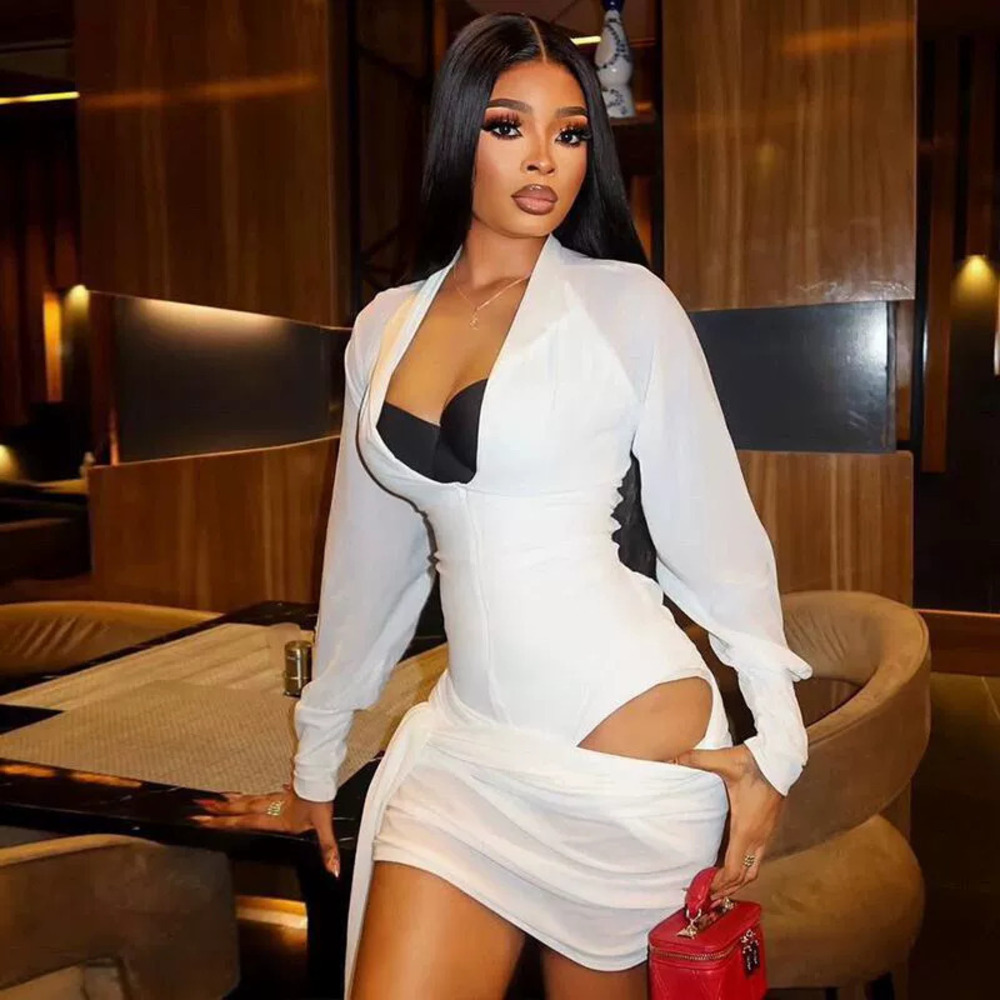 ZARA Chic Sexy Hip Hugging Strappy Pleated Asymmetric Long Sleeve Skirt Set